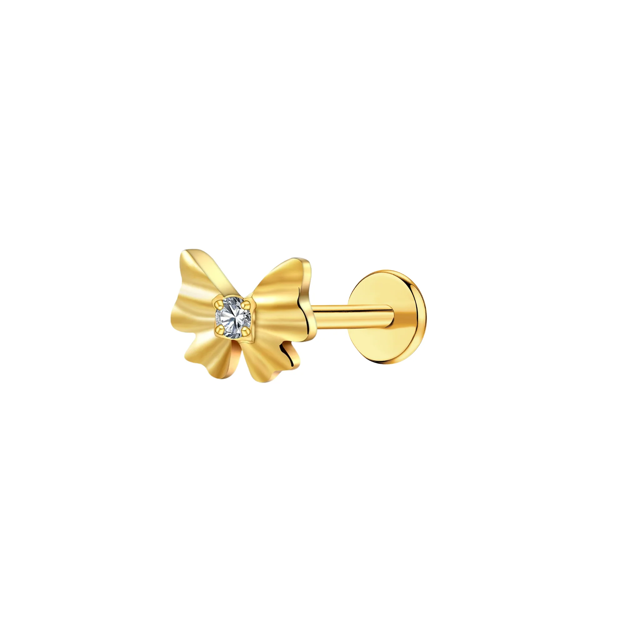 Fancy Bow Flat Back Stud - Get Pierced Co.